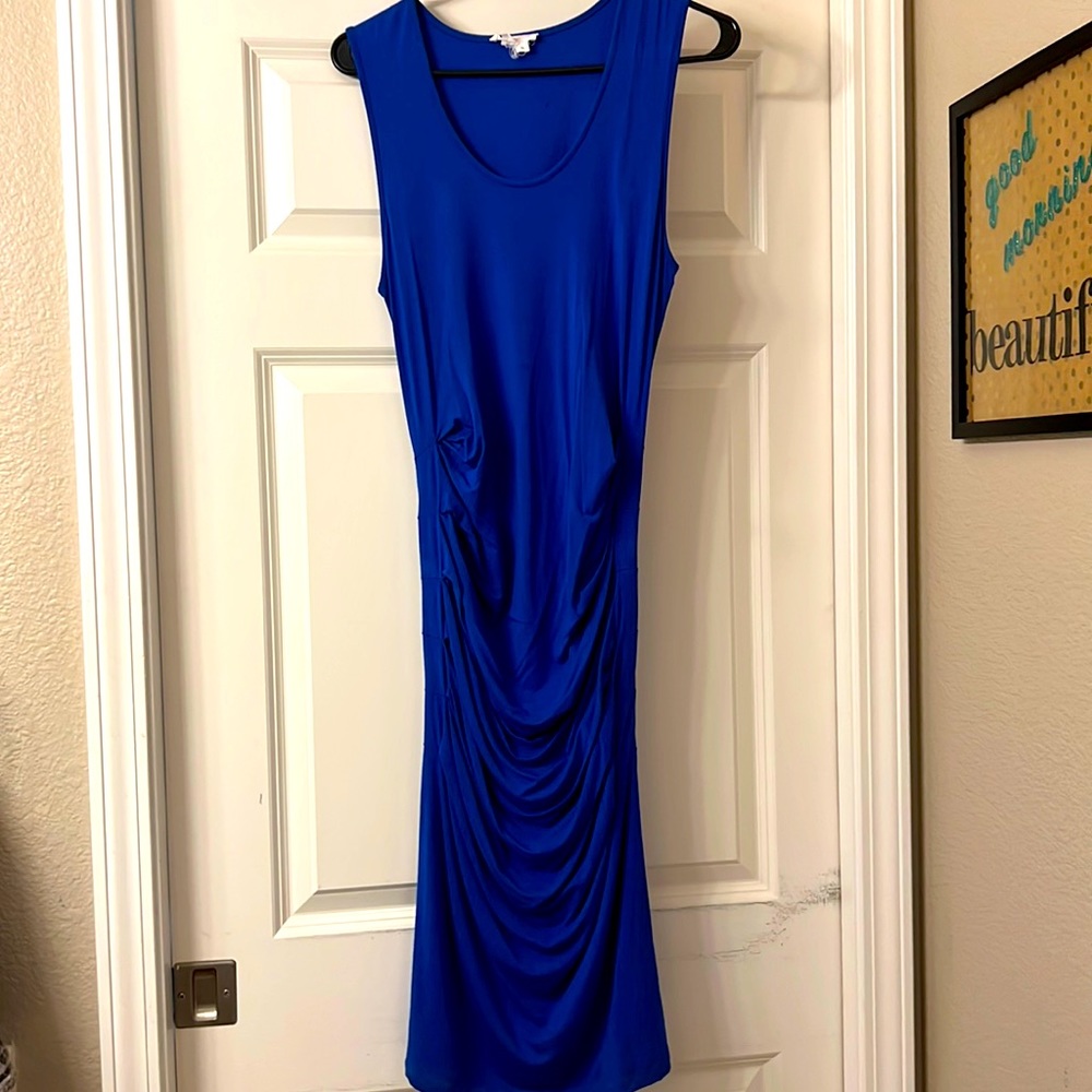 Cobalt blue sleeveless maternity dress